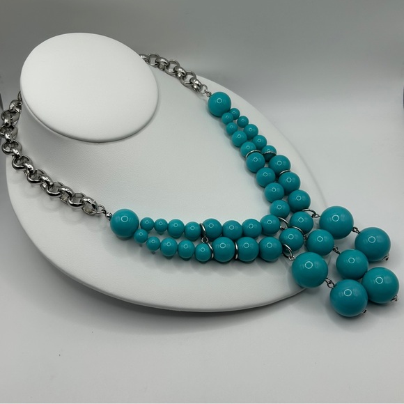Fossil - Turquoise & Silver Bauble Statement Necklace - Picture 1 of 7